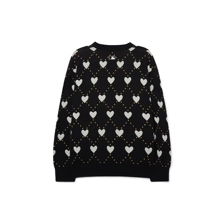 MLB Los Angeles Dodgers Heart Jacquard Letter Embroidery Loose Pullover Sweater Unisex sweater Black 3AKPH0131-07BKS