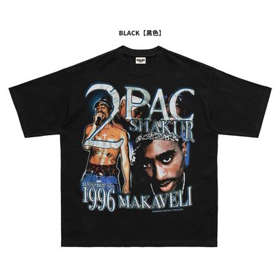 2026 Sommer Neu 2Pac Hohe Qualität HipHop Street Bequem Herren Rundhals Gedrucktes T-Shirt