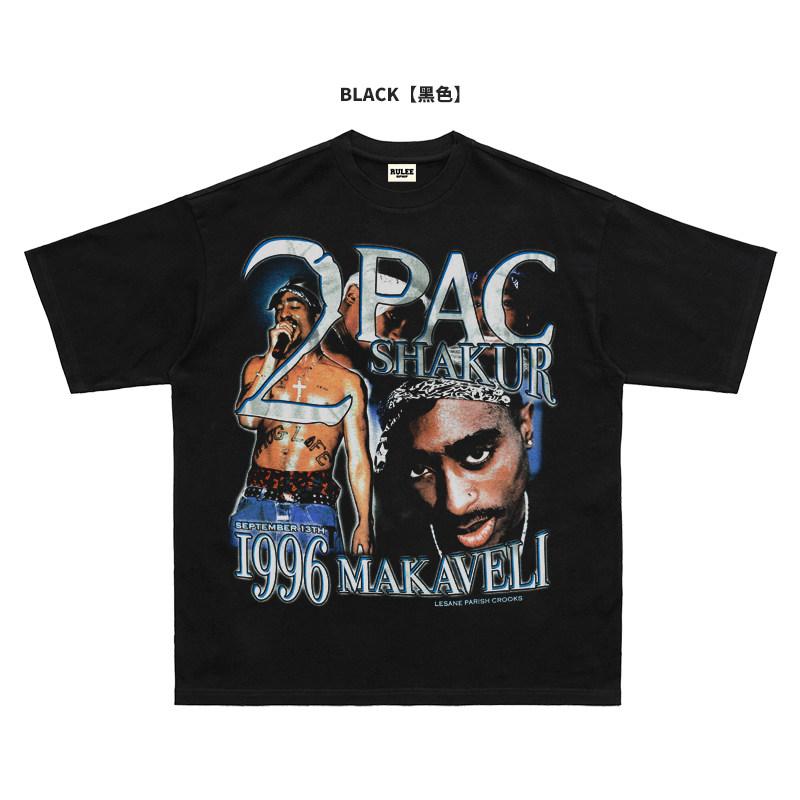 2026 Summer New 2Pac HighQuality HipHop Street Comfortable Mens Roundneck Printed TShirt S
