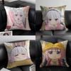 Cartoon Miss Kobayashis Dragon Maid Pillow Case Anti-dustmite Pillowcase Invisible Zipper Silky Short Plush Sofa Cushion Cover