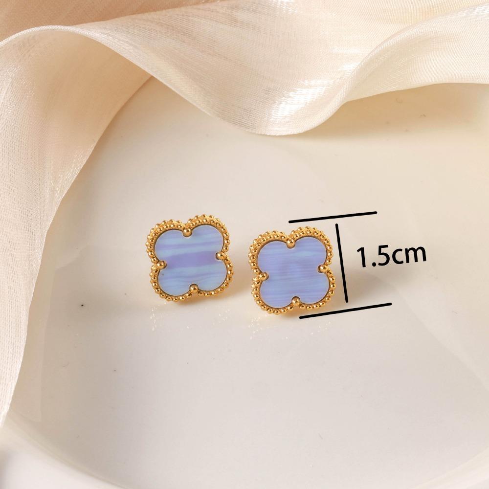 Orecchini Trifoglio a Quattro Foglie da Donna 15mm Acciaio al Titanio Orecchini alla Moda di Lusso Leggero