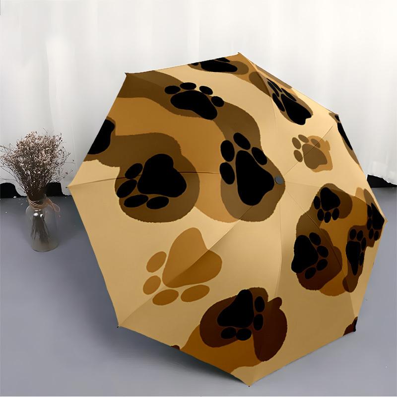 1pc Paw Prints Automatic Opening/Closing Umbrella with Operation & Windproof Canopy - Folding Design, Holiday Gift yy260225131