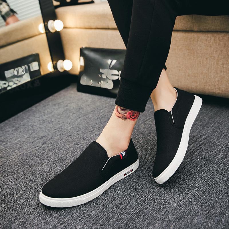 

Летняя дышащая парусиновая мужская обувь Тканевая обувь Мужские повседневные кроссовки Спортивная обувь Lazy Pedal Универсальная модная обувь на плоской подошве EU38/CN39 чёрный