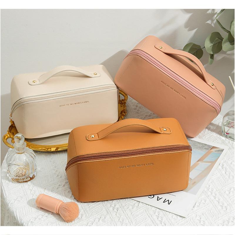 Large Capacity Travel Cosmetic Bag Portable PU Makeup Pouch Women Waterproof Bathroom Washbag Multifunctional Toiletry Kit