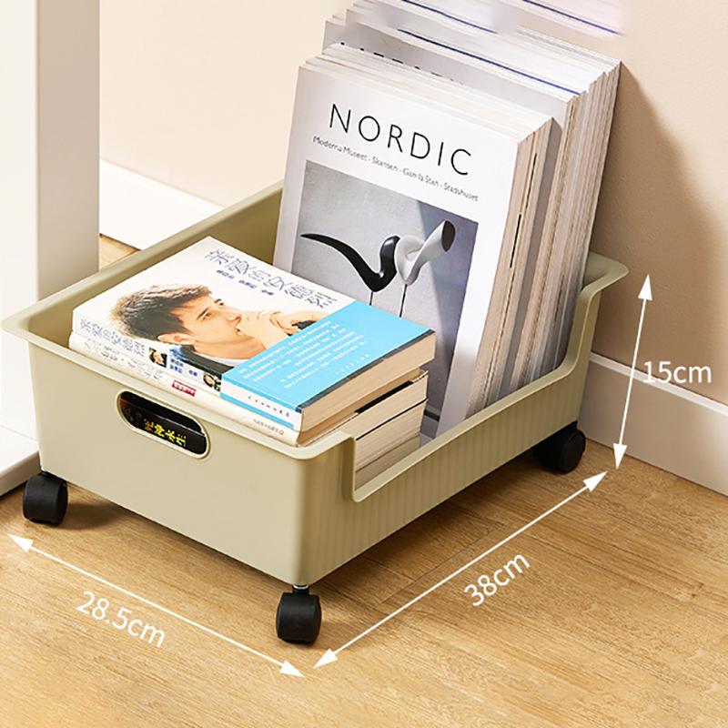 

Настольный ящик для хранения вещей с большим отверстием снизу, вращающимся колесом прокрутки, большой вместимостью, корзина для хранения книг и всякой всячины светло-зеленый