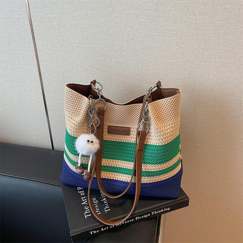 

Large capacity knitted woven bag women s summer new versatile shoulder bag seaside vacation beach bag