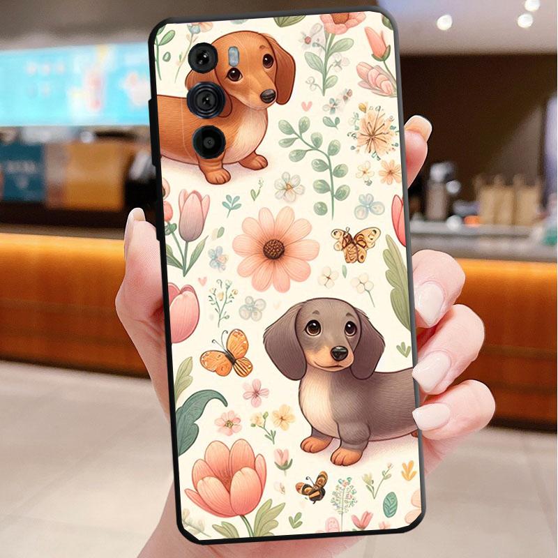 Phone Case For Motorola Edge 60 50 40 Pro 60 50 40 30 Ultra Neo Fusion Moto G Stylus G Cute Cartoon Dachshund Dog