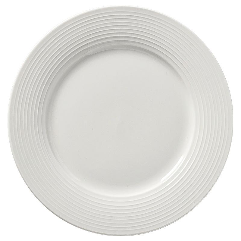 Premium Threaded Flat Plate Tableware Simple Ceramic Plate Western Food Plate Pasta Plate Household Vegetable Plate Hotel Plate