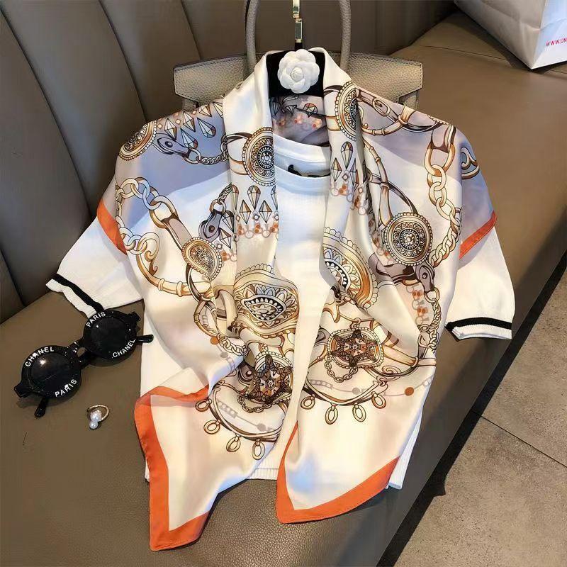 Hangzhou Silk 90 Square Scarves Silk Scarves Women Travel With Shirts Spring And Autumn Versatile Small Shawls