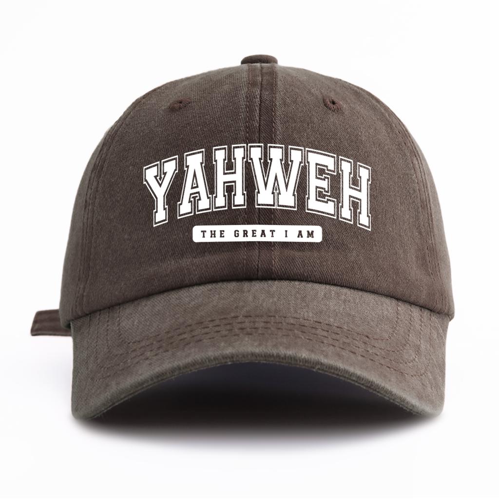 1pc YH Print Washed Baseball Cap for Adults,  Minimalist Retro Style Casual Soft Adjustable Dad Hat, Perfect As Gift