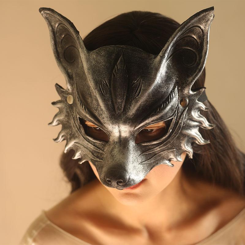 Djur Maskeradmask för Kvinnor Män Fest Bal Ansiktsmask Räv Kostym Rekvisita Maskeradkläder Halloween Cosplay Karneval Mask
