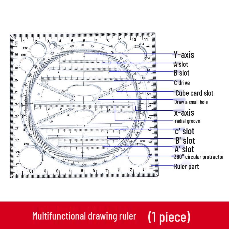 Multifunctional Geometric Drawing and Circle Template Ruler
