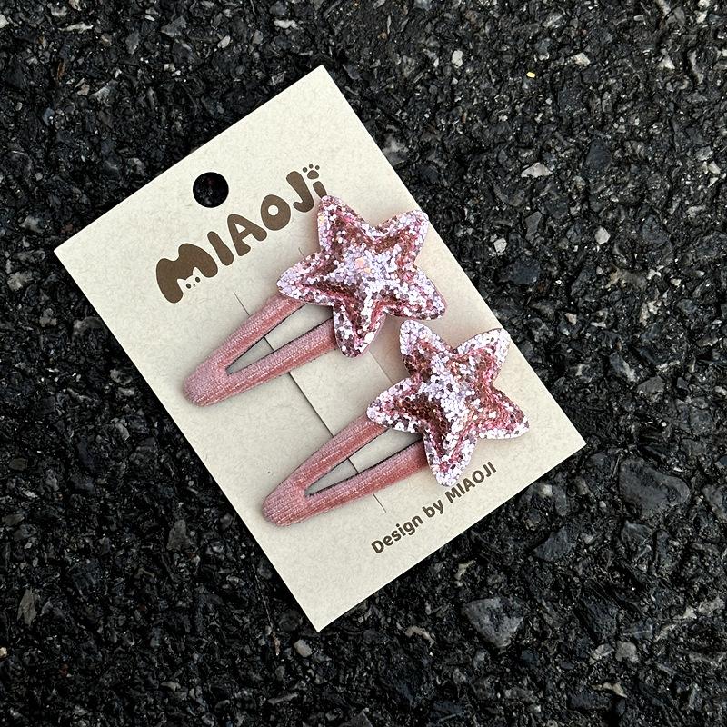 

2 шт./компл. модная заколка для волос для маленьких девочек, блестящая сверкающая заколка с пятиконечной звездой для детей, зажим с боковой заколкой для детей, детские головные уборы розовый