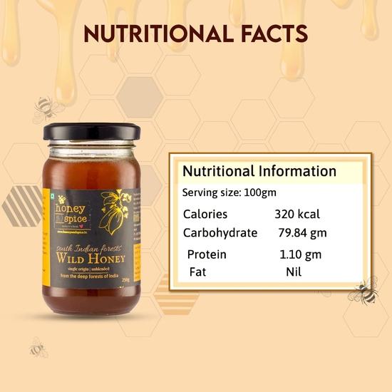 Honey and Spice Pure Raw Wild Honey (250g) | Single Origin Honey From the Forests of South India With No Added Preservatives | 100% Raw and Pure