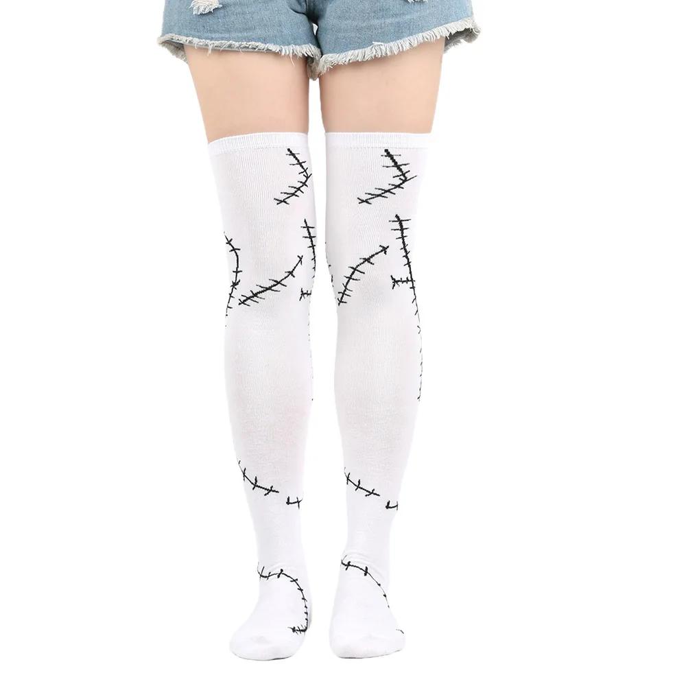 Womens Thigh High Stockings mittens Arm Sleeve Gloves Set Ladies Girl Black White Long Over Above Knee Socks Lolita Halloween