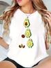 2026 Funny Avocado Cartoon Printed T-shirt Women's Casual Style Top Short Sleeve Roundneck Soft Fabric Women's Summer Clothing
