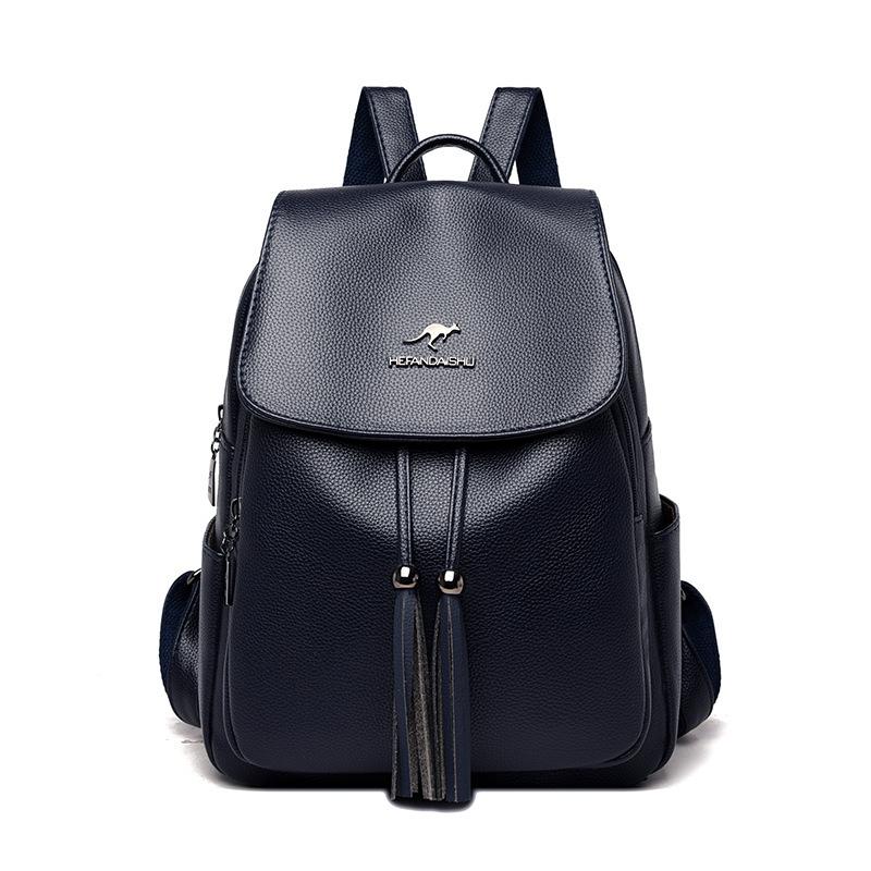 Schoolbag1011 New Women's Backpack Simple Versatile Tassel Large Capacity Mom Travel Backpack Student Backpack 1188
