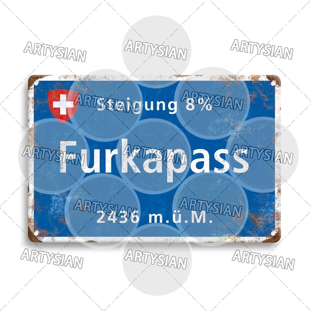 Tour de France Radrennen Radfahren Wahrzeichen Metallplakette Verkehrsschilder Österreich Italien Alpe d Huez Alto de L Angliru Poggio
