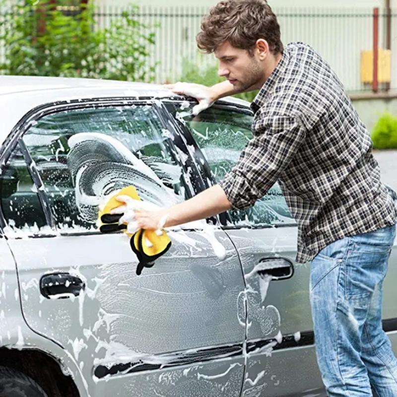 1/3/5pcs Microfiber Cleaning Towel Thicken Soft Drying Cloth Car Body Washing Wipe Rag Towels Double Layer Clean Rags 30/40/60cm