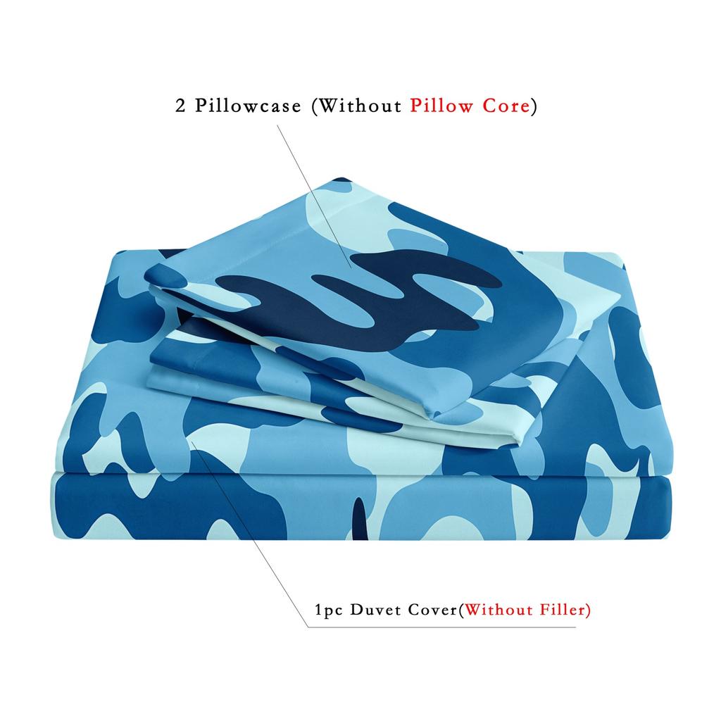 3Pcs Duvet Cover Set,Light Blue Camouflage Print Digital Printed Bedding Set,Soft Comfortable Duvet Cover,For Bedroom,Guest Room