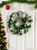 Christmas Wreath with Bow & Bell Decor, Artificial Green Wreaths for Front Door, Wall, Xmas Tree & Festive Home Decoration Gift