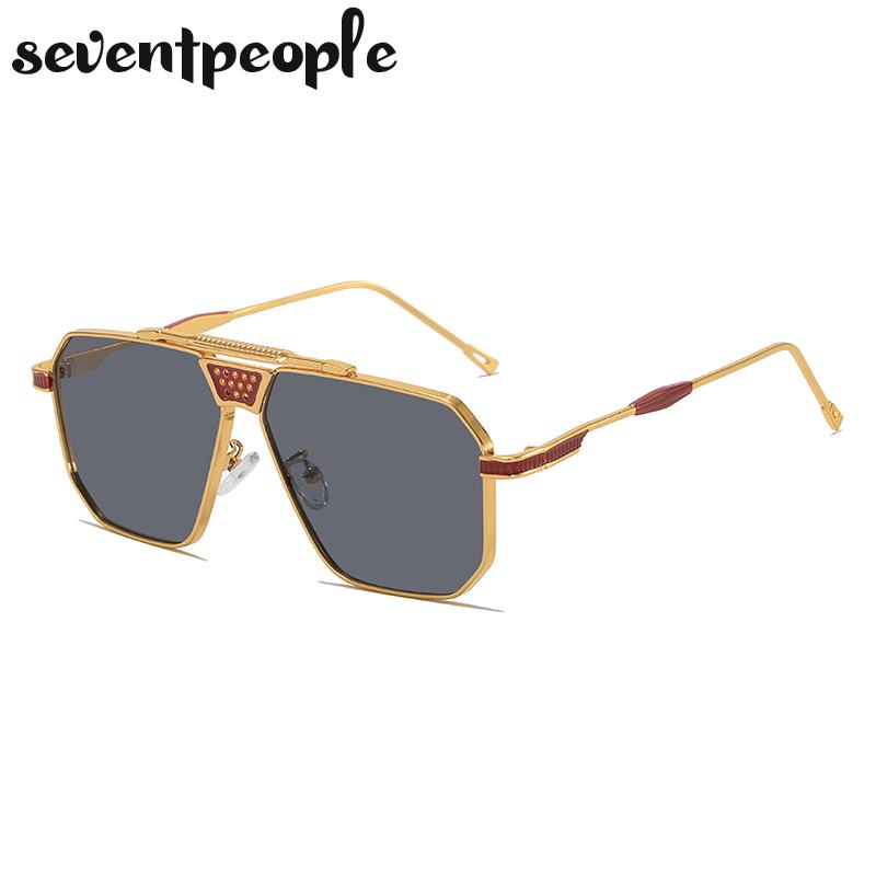 Óculos de Sol Quadrados Oversized Vintage Masculino Marca de Luxo Trendy Steampunk Condução Óculos de Sol Retrô Armação de Metal Sombras Para Homem