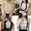 White Lace False Collar and Cuffs Sleeves for Women Girl, High Neck Ruffle Collar Decorative Accessory for Costume Styling, Stage Show Layering