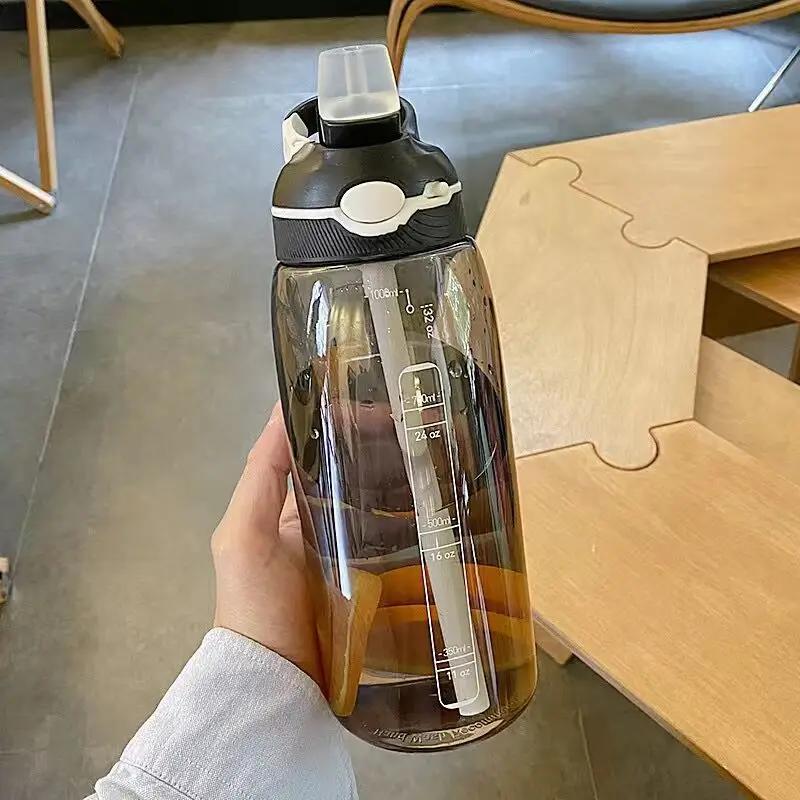 1L Straw Sports Water Bottle Portable Large Capacity with Straw Sports Water Bottle Gym Camping Trip