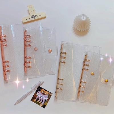 A5 A6 Neu Roségold PVC Transparent 6-Loch Loseblatt Binder Notizbuch Hülle Tagebuch Agenda Planer Papierhülle Schulschreibwaren