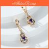 Ethnic Style Bohemian Vintage Gold Color Water Drop Earrings Oval Cut Multicolor Stone Drop Earrings Women Dangle Hook Earrings Jewelry