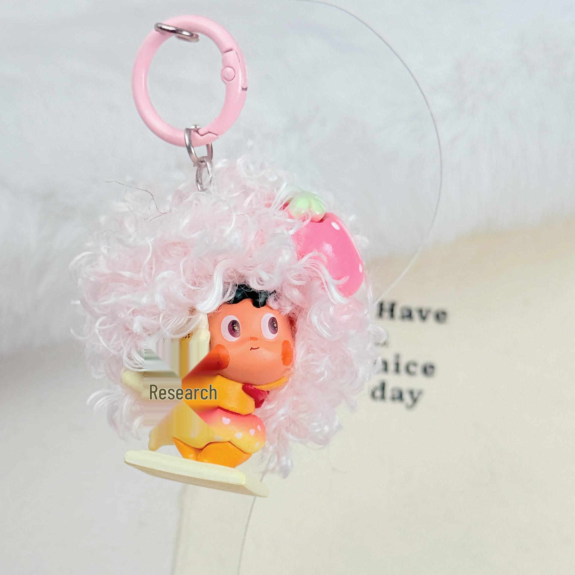 Star Person Heartfelt Curly Hair Cartoon Keychain Backpack Charm искренний момент