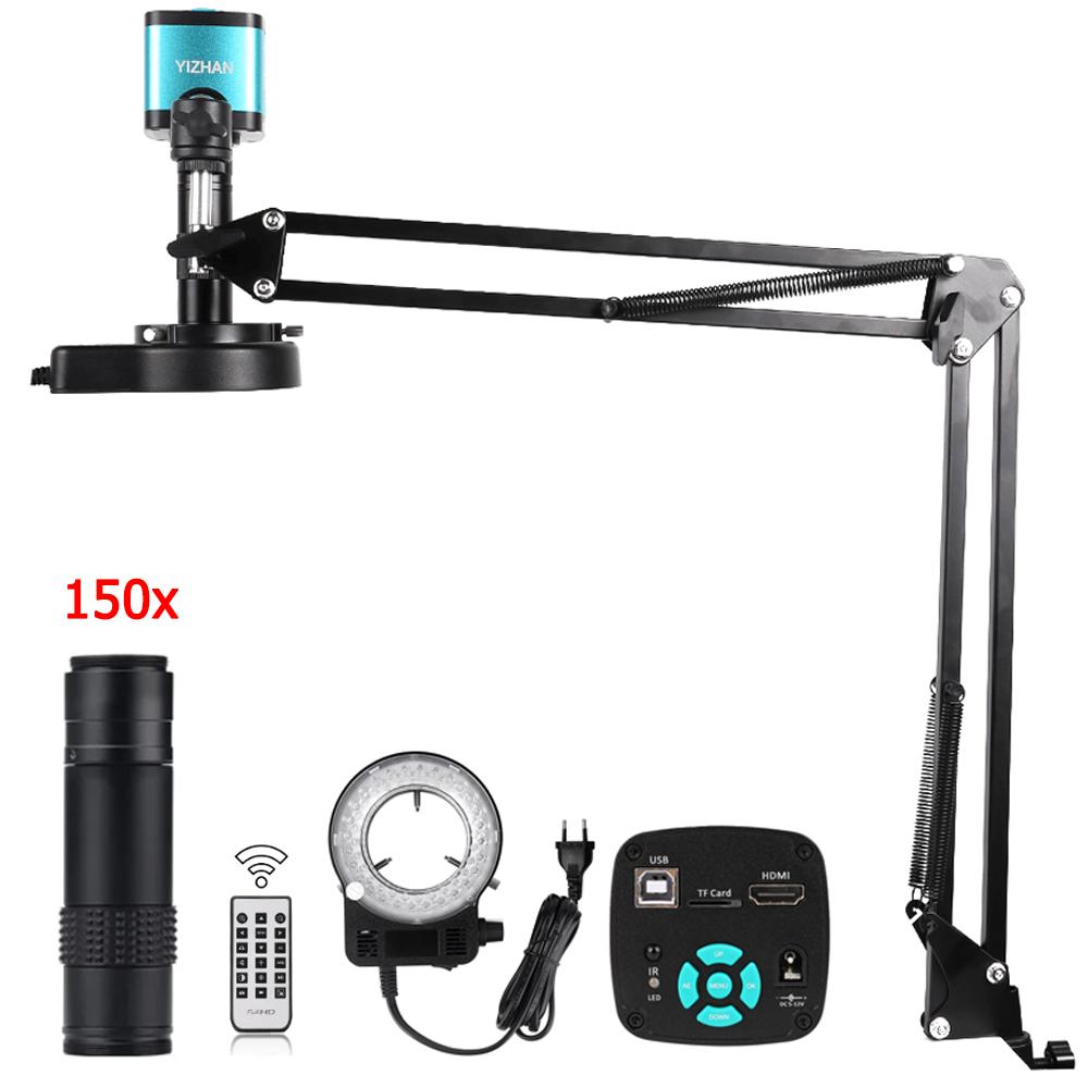 1080P 4K FULL HD Industriemikroskop zum Löten von Leiterplatten und zur Telefonreparatur. Mikroskop mit 215-fachem kontinuierlichen Zoom und C-Mount-Parfokalobjektiv