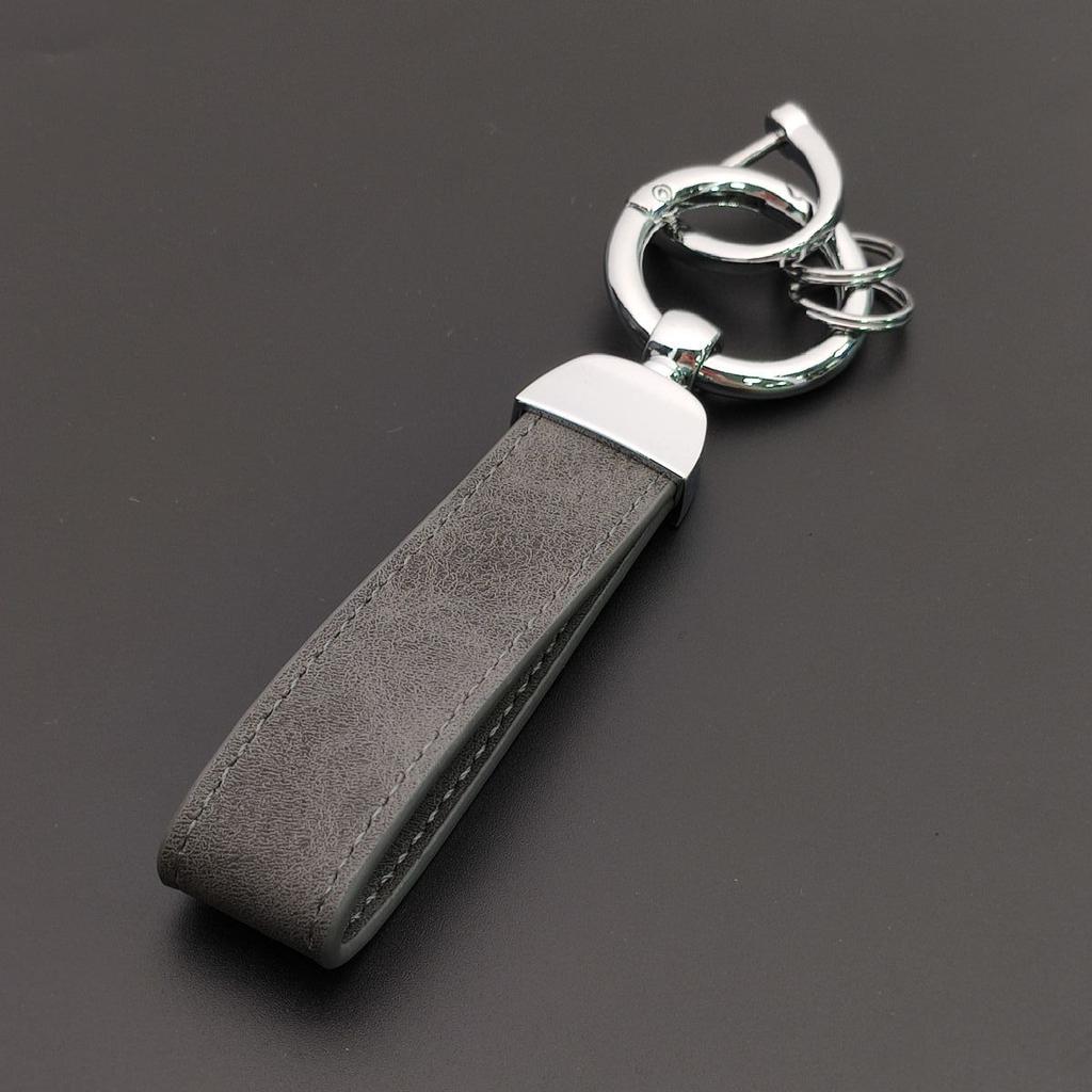 Minimalist Stainless Steel Metal Keyring Leather Car Keychain Pendant Laser Engrave Customized Name Vintage Accessory Gift