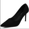 New Suede High Heels Women Stiletto Pump Single Shoes Professional Ol Work Shoes Black Pointed Toe Sexy Party Black Wedding Shoe