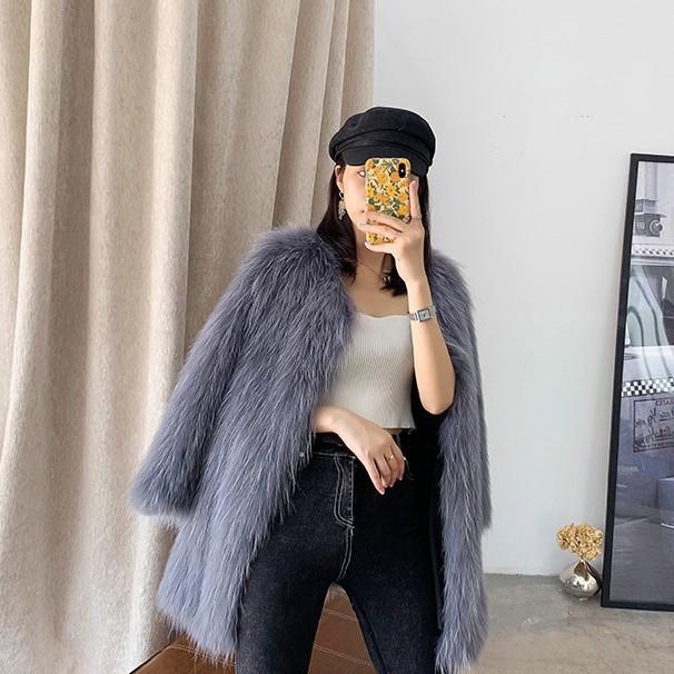 

Осенне-зимняя женская одежда длинная шуба из искусственного лисьего меха тонкое длинное пальто с подкладкой 3XL темно-серого