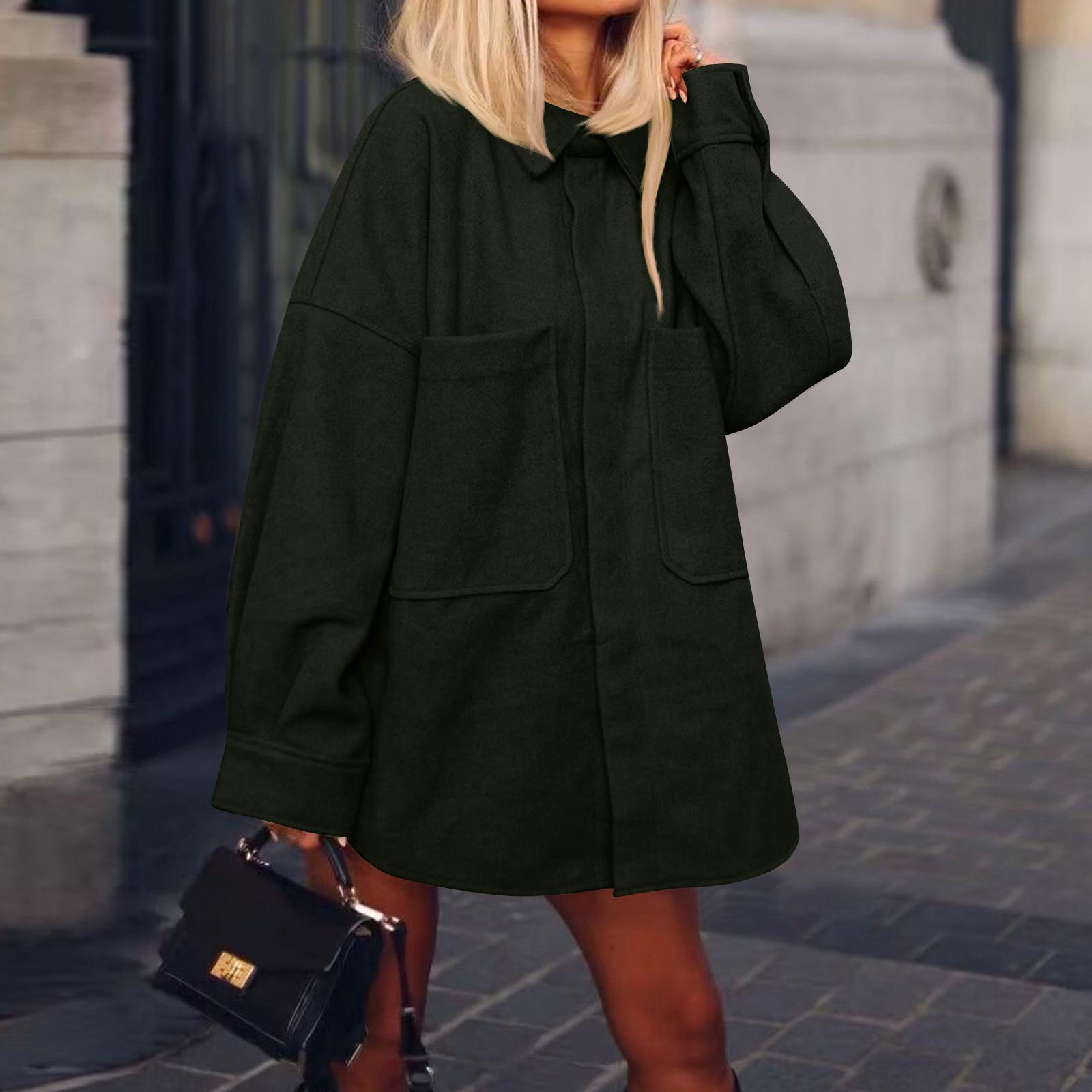 

Женская куртка из искусственной замши на пуговицах, оверсайз, со сборкой по подолу, короткой длины, повседневная винтажная верхняя одежда с карманами L армия зеленый