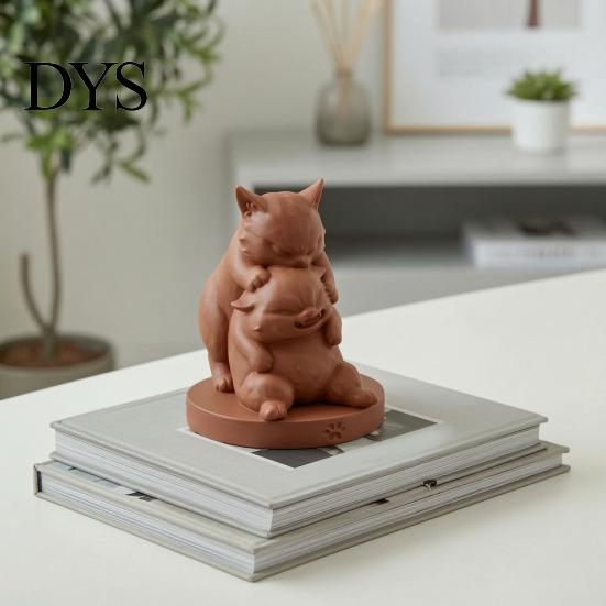 Decorative Figurine for TV Cabinet Fighting Cats Ornament, 3D Printed Stacked Kitten Figurine, Durable PLA Small Items Entrance Creative Animal
