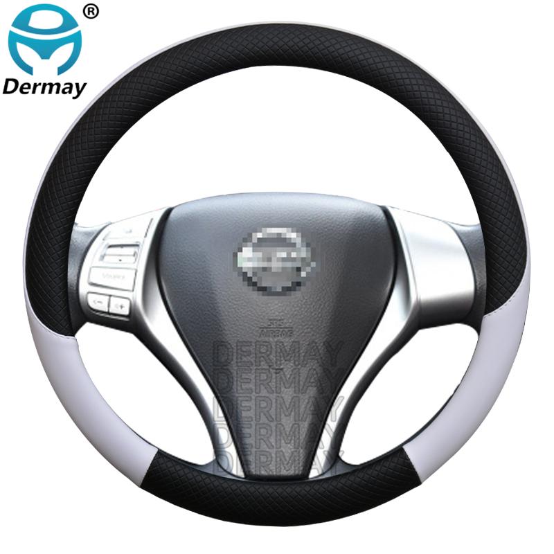 100% DERMAY Brand Leather Sport Car Steering Wheel Cover for Nissan Tiida 2004~ Auto Accessories