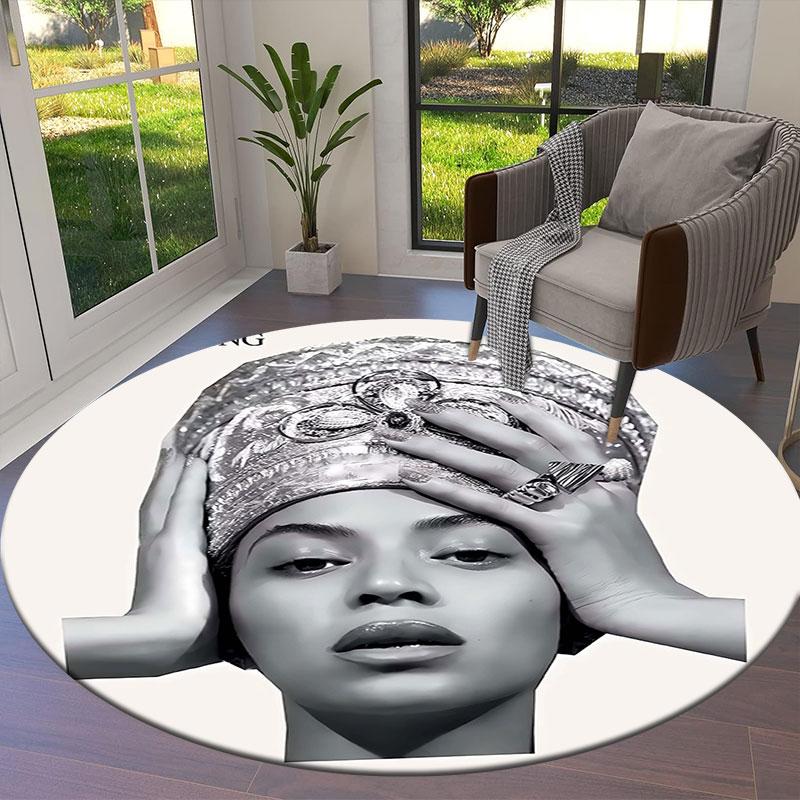 Beyonce Round Area Rug,Carpet Rug for Living Room Bedroom Sofa Playroom Decor,Non-slip Floor Mat