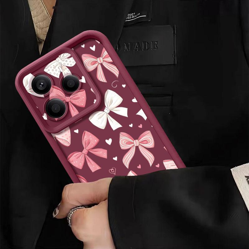 Sweet Bow Heart Pattern Phone Case For Xiaomi Redmi Note 15 14 5G For Redmi Note 13 14 15 Pro 4G Soft TPU Silicone Back Cover