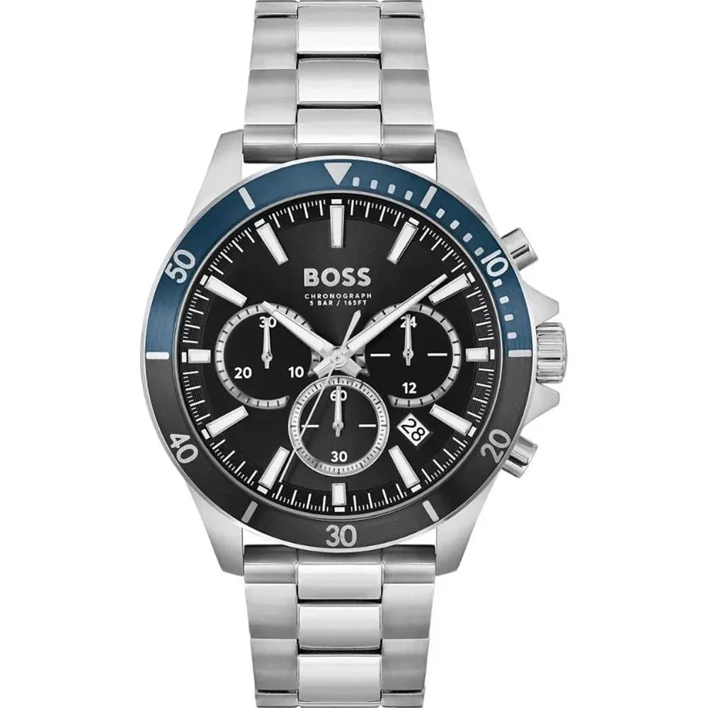 BOSS Troper Black Dial Metal Silver Men s Quartz Watch 1514101 чёрный