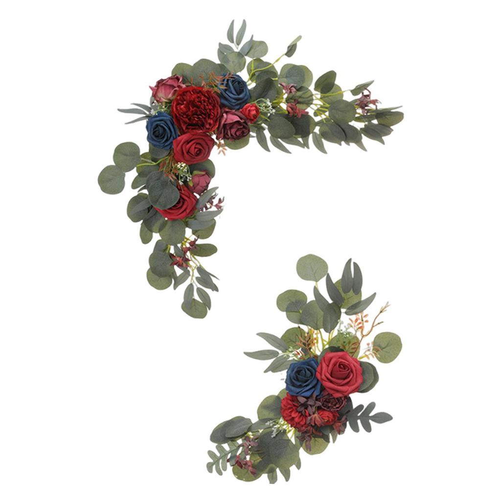 2x Wedding Arch Flowers Decoration Green Leaves Boho Arch Floral Arrangement Artificial Rose for Wall Party Reception Window