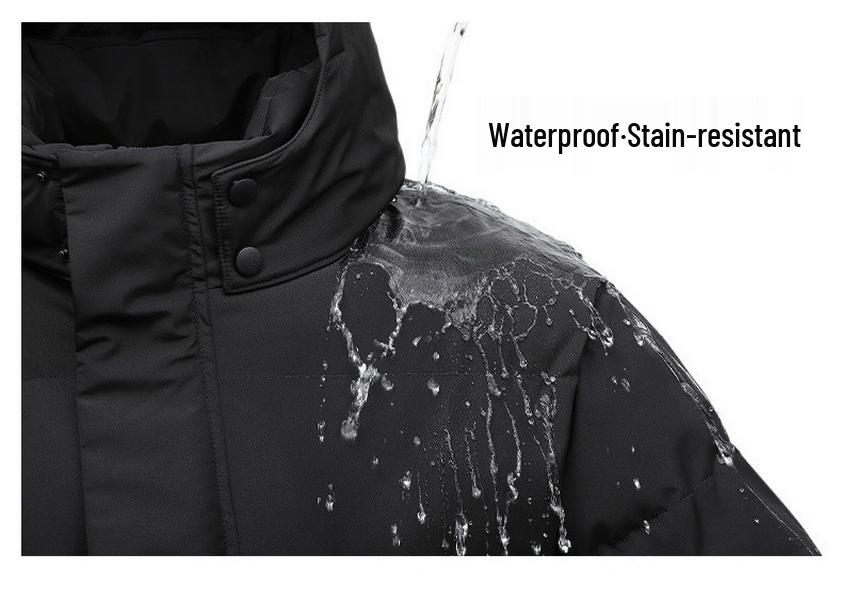 9868 Men's Mid-Length Plus Size Winter Down Cotton Jacket - Loose, Warm Casual Outerwear
