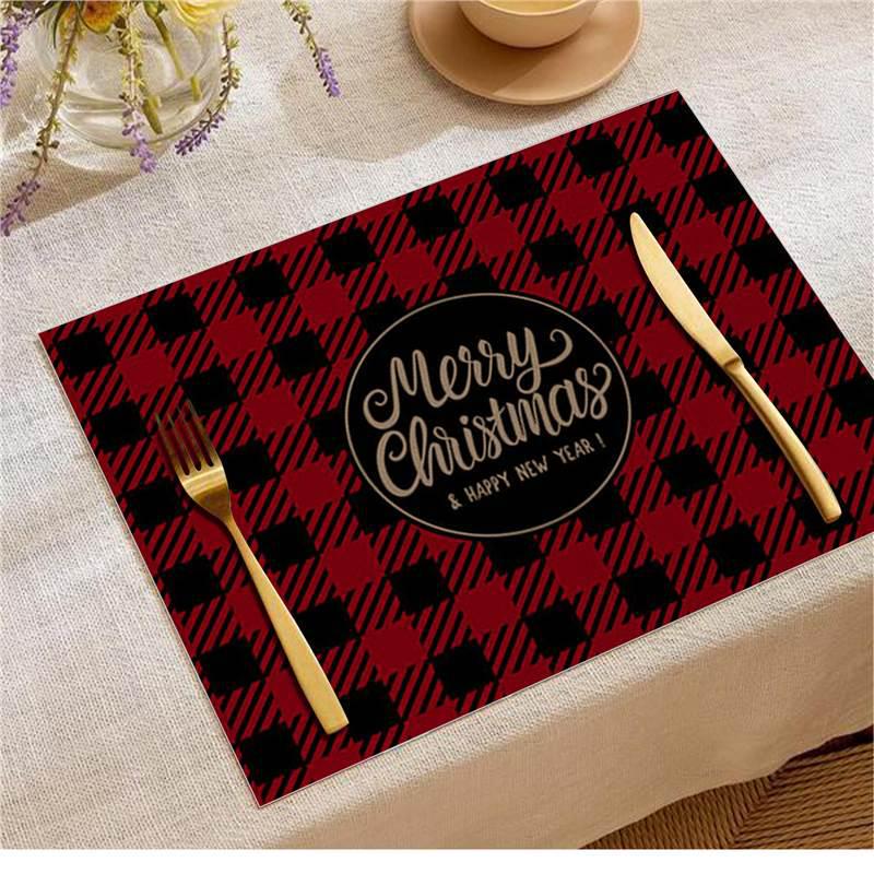 Jolly Christmas Linen Placemats - Stain-Proof, Heat-Resistant Holiday Table Decor