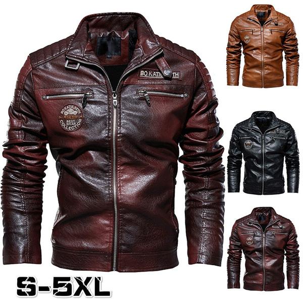 Motorcycle Style Winter Autumn Men High Quality Plus Velvet Thickening Warm Leather Jacket Male Business Fashion Coat Casual PU Leather Jacket