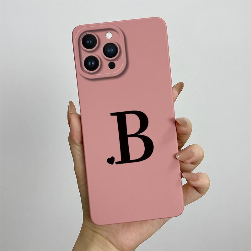 For iPhone 13 Pro Max Case iPhone 13 Pro Cover Cute Couple Initial Letters Square Skin Phone Case Matte Shockproof Back Cover