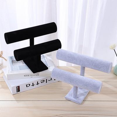 7 Farbe Samt T-Bar Schmuck Display Ständer Uhr Halskette Armband Organizer