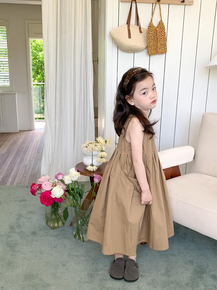 Summer Girl's Casual Dresses Girls' Dresses with Large Hemlines Sleeveless Casual Kids Dresses for Girls Princess Dress