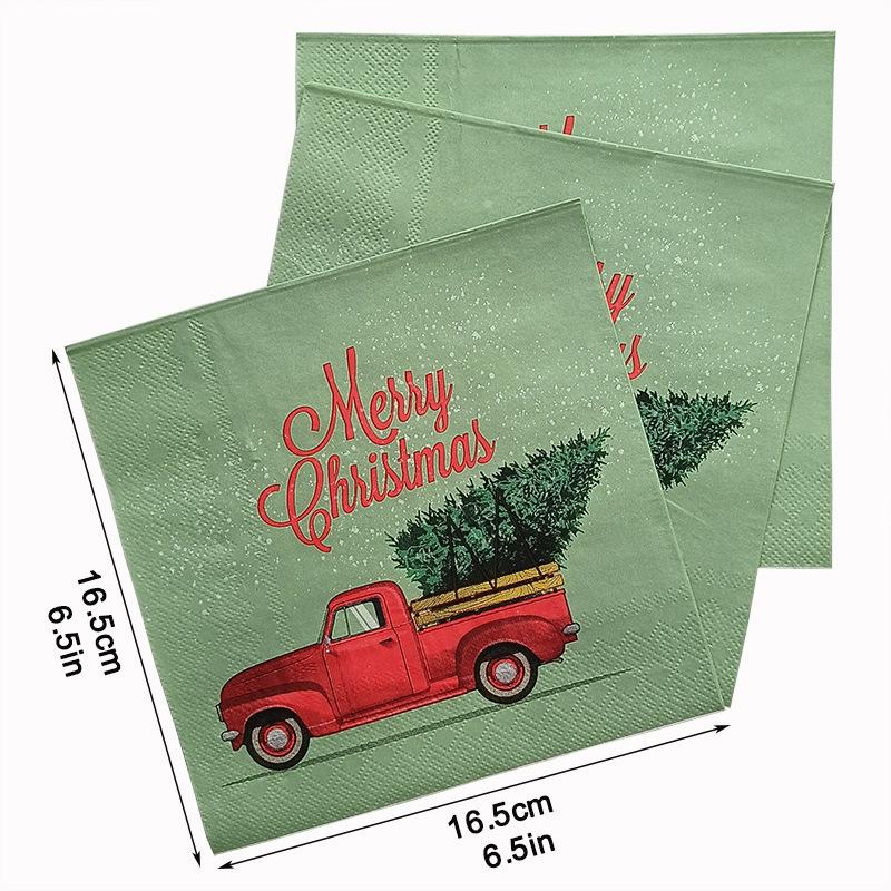 20pcs/Pac 33*33cm 2-Ply Disposable Party Napkin Christmas Pattern