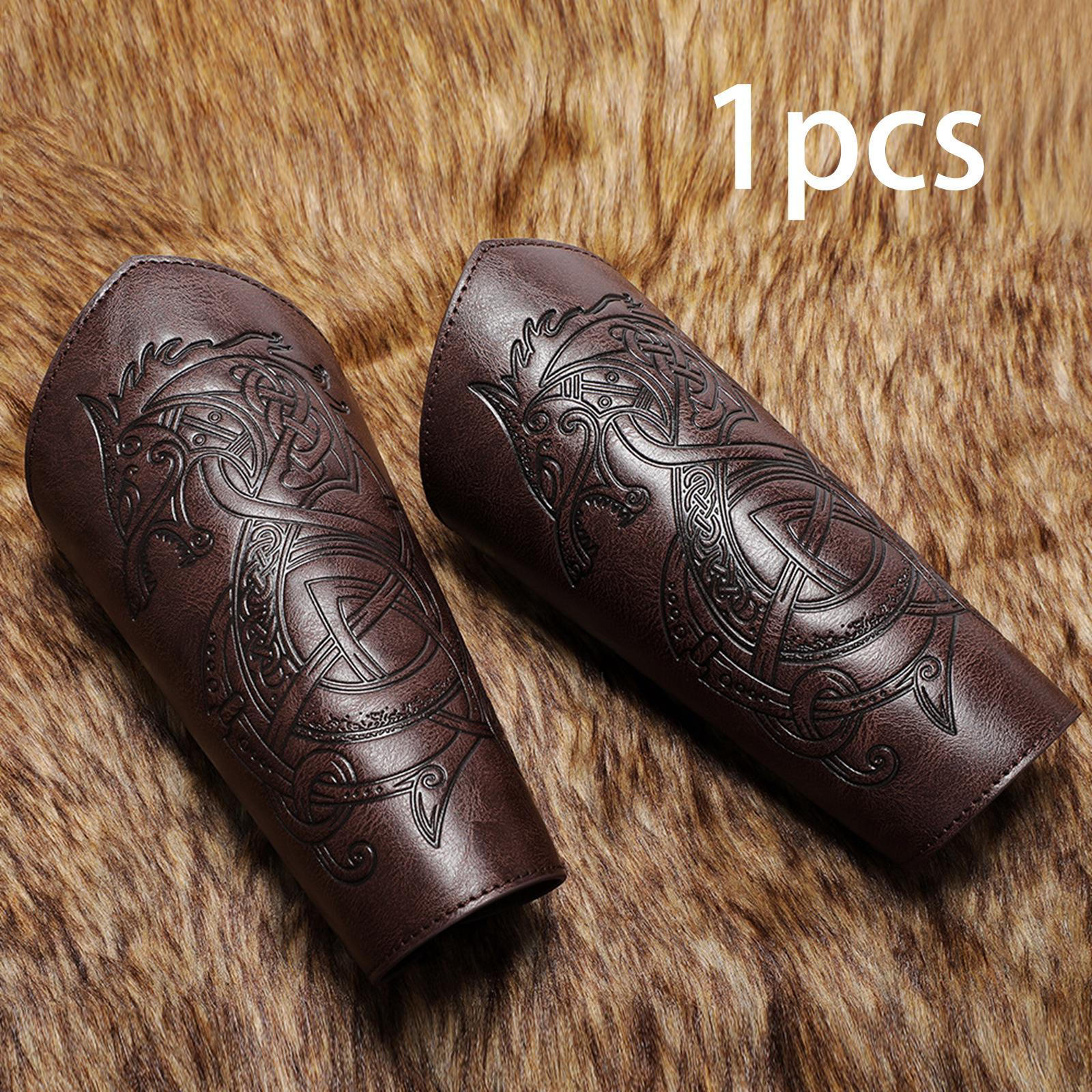 

Средневековые наручи из искусственной кожи, наручные перчатки для вечеринки, маскарадного костюма темно-коричневого